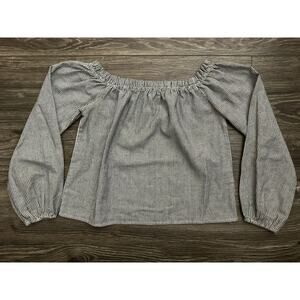 Brandy Melville Womens Long Sleeve Theia Off The Shoulder Striped Top